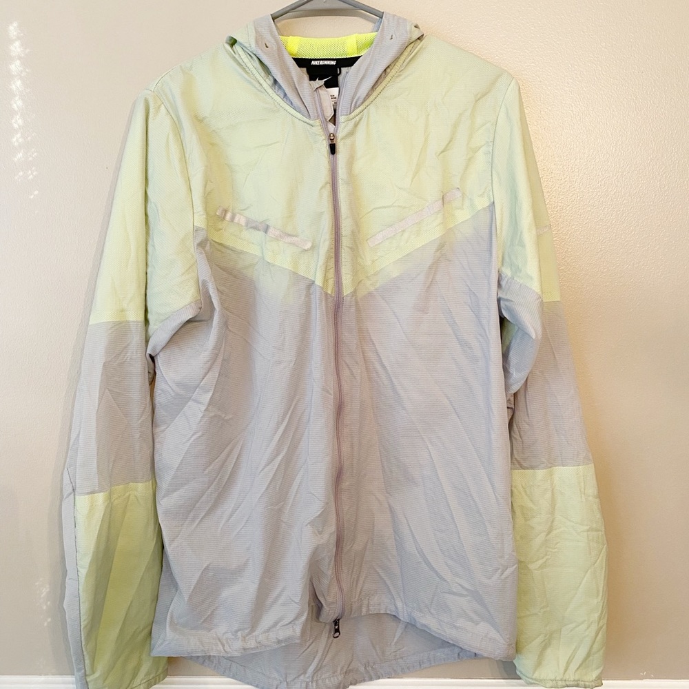 Nike Running thin Grey Lime Green Nylon Jacket